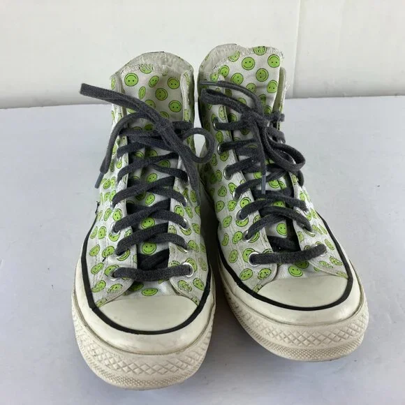 Converse Chuck  Womens Sz 9 Mens sz 7 Happy Camper High Top Smiley Faces Sneaker - Picture 5 of 11